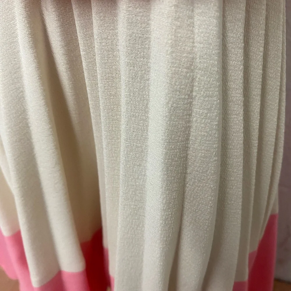 Vintage late 60s- pleated - Pink and Cream Mini Dress - Picture 6 of 11